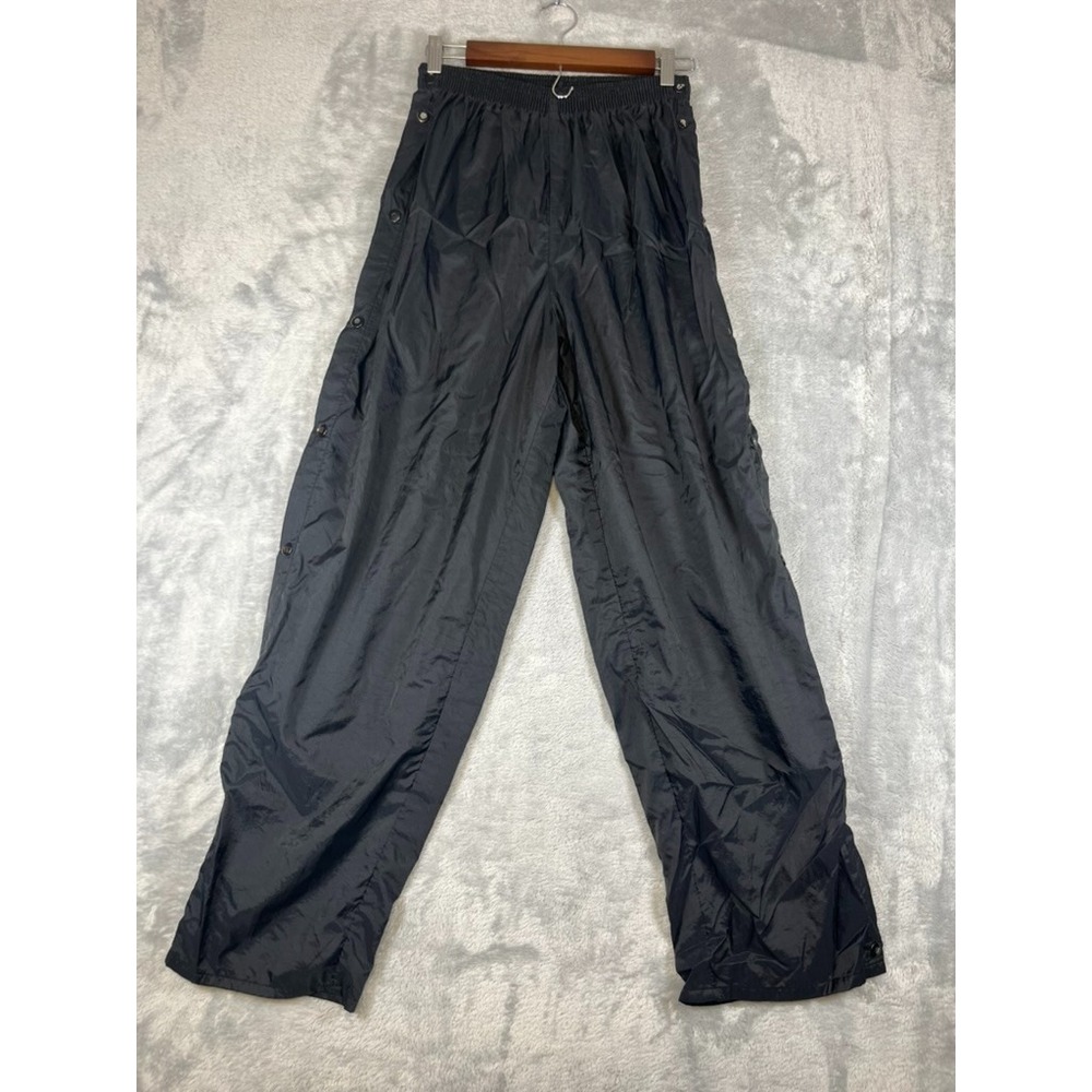 VTG Russell Athletic USA Made Break Away Snap Nylon Pants Mens M Black